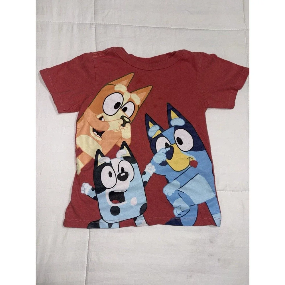 Bluey Bingo & Muffin Tee Boys Sz 4t Red